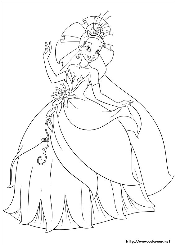 Dibujos para colorear de Tiana la Princesa y el sapo
