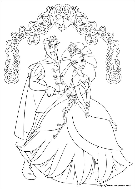 Dibujos para colorear de Tiana la Princesa y el sapo
